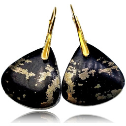 Piryt Wyjątkowe Kolczyki Złote Srebro Unikat