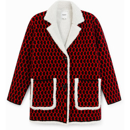 Kardigan z dzianiny trykotowej ze sztucznym barankiem