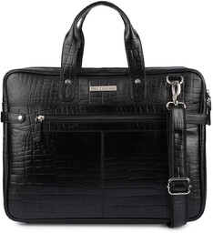 Torba skórzana elegancka croco laptop 15"6 aktówka czarna