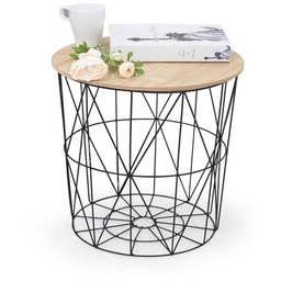 Stolik kawowy okrągły naturalny / czarny mat 42