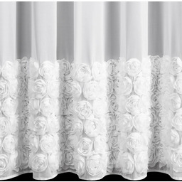 Firana biała z szyfonu zdobiona aplikacją 3D