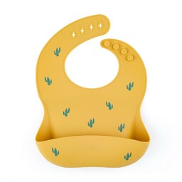 PETITE&MARS Śliniak silikonowy żółty kaktusy 6m+