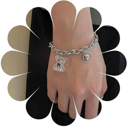 Bransoletka z dzwonkiem Punk Bear Bell, srebrny gruby