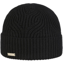 Czapka z Mankietem Merla Merino by Seeberger, czarny,