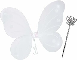 Relaxdays Dzieci skrzydła wróżki i magiczna różdżka, kostium