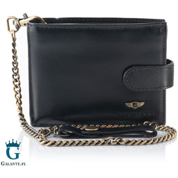 Portfel Skórzany Męski PETERSON 304 z łańcuchem