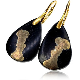 Piryt Niezwykłe Kolczyki Złote Srebro Unikat