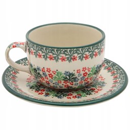 Filiżanka 200 ml ze spodkiem Ceramika Bolesławiec