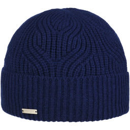 Czapka z Mankietem Merla Merino by Seeberger, ciemnoniebieski,