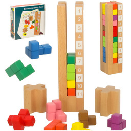 Wieża Układanka Tetris Klocki Drewniane Puzzle Gra Montessori