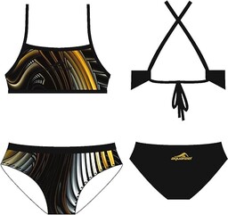 Aquafeel Bikini Professional, mini cross-back, czarny/złoty