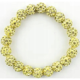 Żółta Bransoletka z Koralików Shamballa Elastyczna Ręcznie Robiona