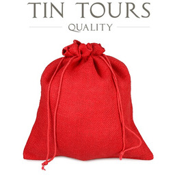 CZERWONY WOREK Z JUTY 26x30 cm