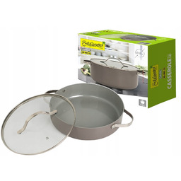 Rondel z pokrywką ceramiczna powłoka greblon 28cm szklana