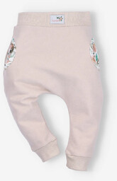 Jasnoróżowe spodnie dresowe PINK FLOWERS z bawełny organicznej