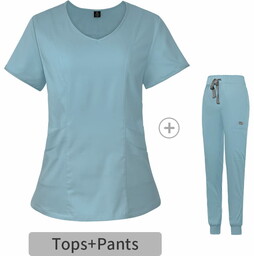 Nianqing Komplet Medyczny Damski Scrubs - Jasnoniebieski -