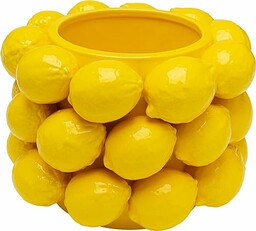 Kare Designerski wazon Lemon Juice, żółty, dekoracyjny wazon,