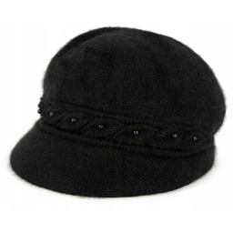 Czapka Pearl chic - czarny damska, ciepła, angora