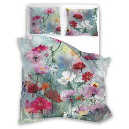 Pościel z satyny bawełnianej biała z nadrukiem