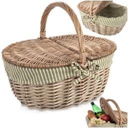 Koszyk Piknikowy Wiklinowy Plażowy Turystyczny do Przenoszenia Żywności