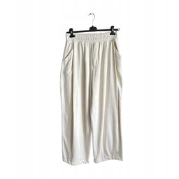 Kremowe Spodnie Materiałowe Szerokie Rozmiar L *Reserved*