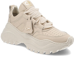 Chebello Beżowe Sneakersy Modne Obuwie Damskie