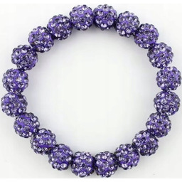 Fioletowa Bransoletka z Koralików Shamballa Elastyczna Ręcznie Robiona