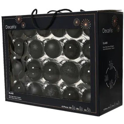 Bombka szklana czarna połysk/mat/brokat (5cm, 6cm, 7cm) 42szt