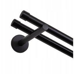 Karnisz Podwójny 240 CM 19mm 19mm Czarny Biały