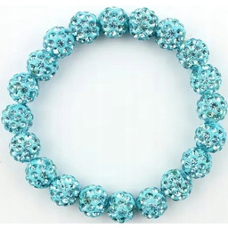 Niebieska Bransoletka z Koralików Shamballa Elastyczna Ręcznie Robiona