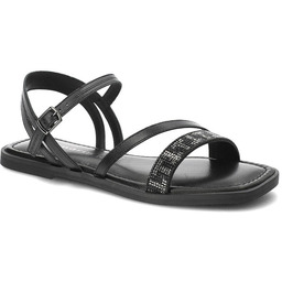 Tamaris Czarne Sandały Eleganckie Płaskie Buty