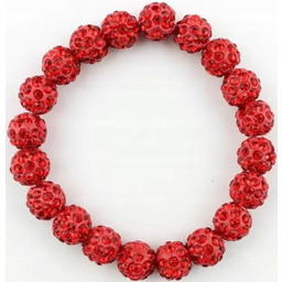 Czerwony Bransoletka z Koralików Shamballa Elastyczna Ręcznie Robiona