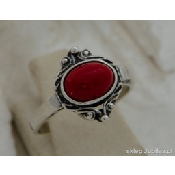 SULMONA - srebrny pierścionek z koralem