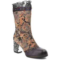 Laura Vita Fioletowe Botki Eleganckie Obuwie Damskie Premium