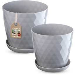 Doniczka na kwiaty z podstawką szara Amily 25