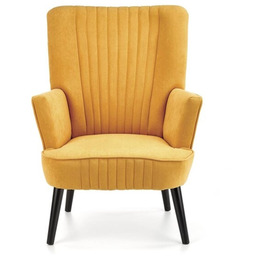 Fotel wypoczynkowy tapicerowany musztardowy Delgado