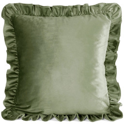 Poszewka welwetowa oliwkowa z falbanką JA219-04