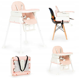 Fotelik Krzesełko Do Karmienia Dzieci 3w1 Składany Różowy