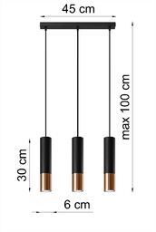 Loopez 3L Czarny/Miedź - SOLLUX LIGHTING - lampa