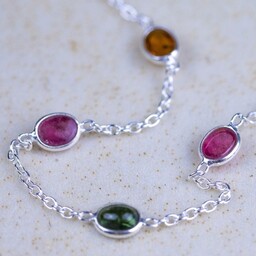 RIO Bransoletka srebrna turmalin owale 1,44 ct