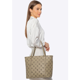 Damska shopperka z imitacji skóry z tłoczeniem beżowa