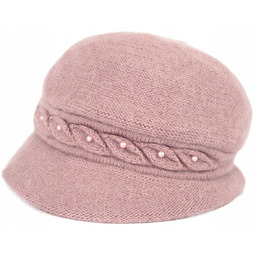 Czapka Pearl chic - różowy damska, ciepła, angora