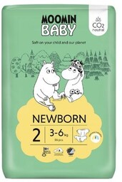 MOOMIN BABY Newborn Pieluszki ekologiczne 2 (3-6kg), 56szt.