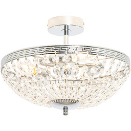 Klasyczna lampa sufitowa stalowa z kryształem 3-światłowa -