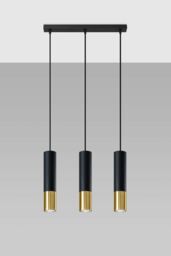 Loopez 3L Czarny/Złoty - SOLLUX LIGHTING - lampa