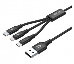 Unitek 3w1 microUSB/Lightning/USB-C 1.2m czarny