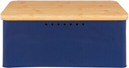 ERNESTO Chlebak z pokrywą z drewna bambusowego (Niebieski)