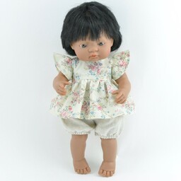 Ubranko dla lalki Miniland 38 tunika vintage, lniane