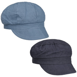 Czapka Dwustronna Lniana z Daszkiem by Lipodo, niebieski,