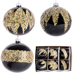 Czarne dekorowane ręcznie bombki choinkowe 10 cm MIX